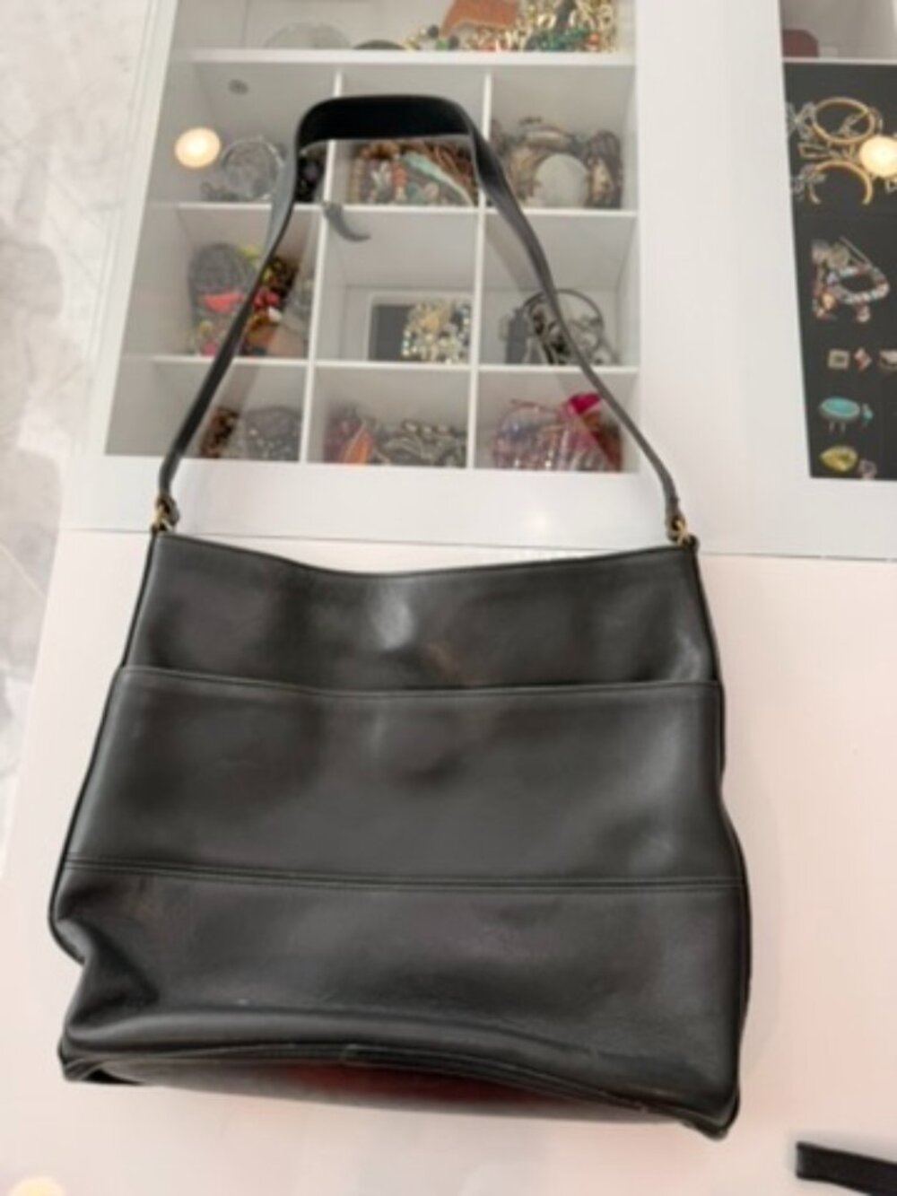 VTG 2001 Coach Ergo Black Leather Tiered Hobo Shoulder Bag 9220 Y2K